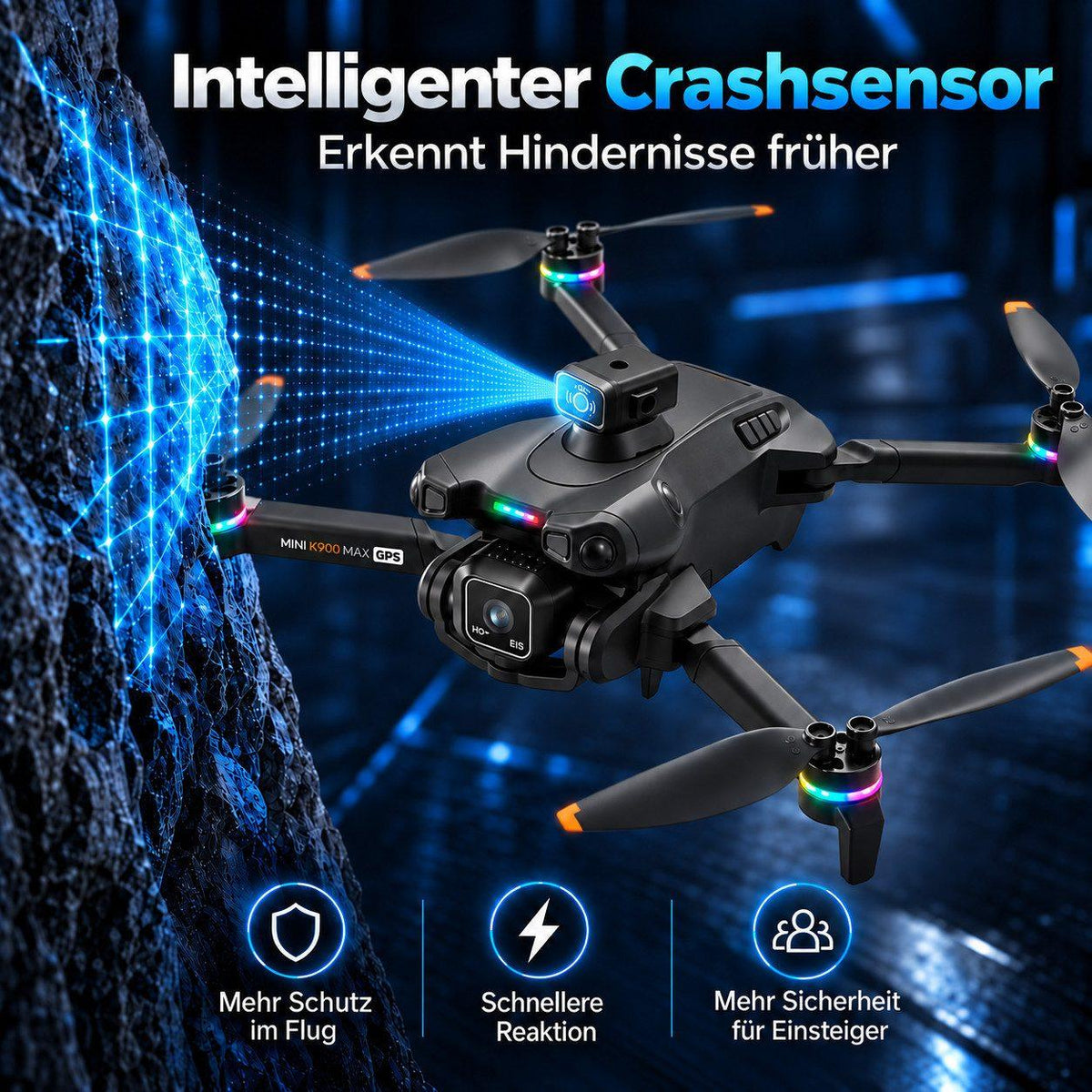 Goldstern RC Quadrocopter - K900 Max - 2 Akkus