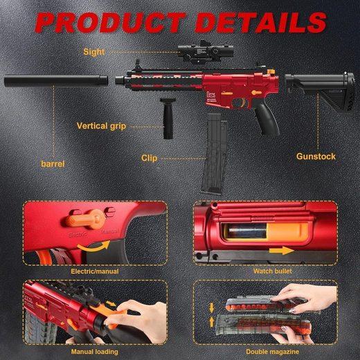 Diyarts Blaster (2-in-1 Auto-Manual Spielzeugpistole, mit 10+10 Magazin, 120 Schaumstoffdarts & Zielscheiben), Selbstmontage, wiederaufladbar, Dart-Fenster & Tolle Geschenkoption - Mallkum