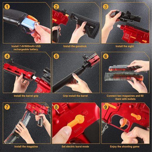 Diyarts Blaster (2-in-1 Auto-Manual Spielzeugpistole, mit 10+10 Magazin, 120 Schaumstoffdarts & Zielscheiben), Selbstmontage, wiederaufladbar, Dart-Fenster & Tolle Geschenkoption - Mallkum